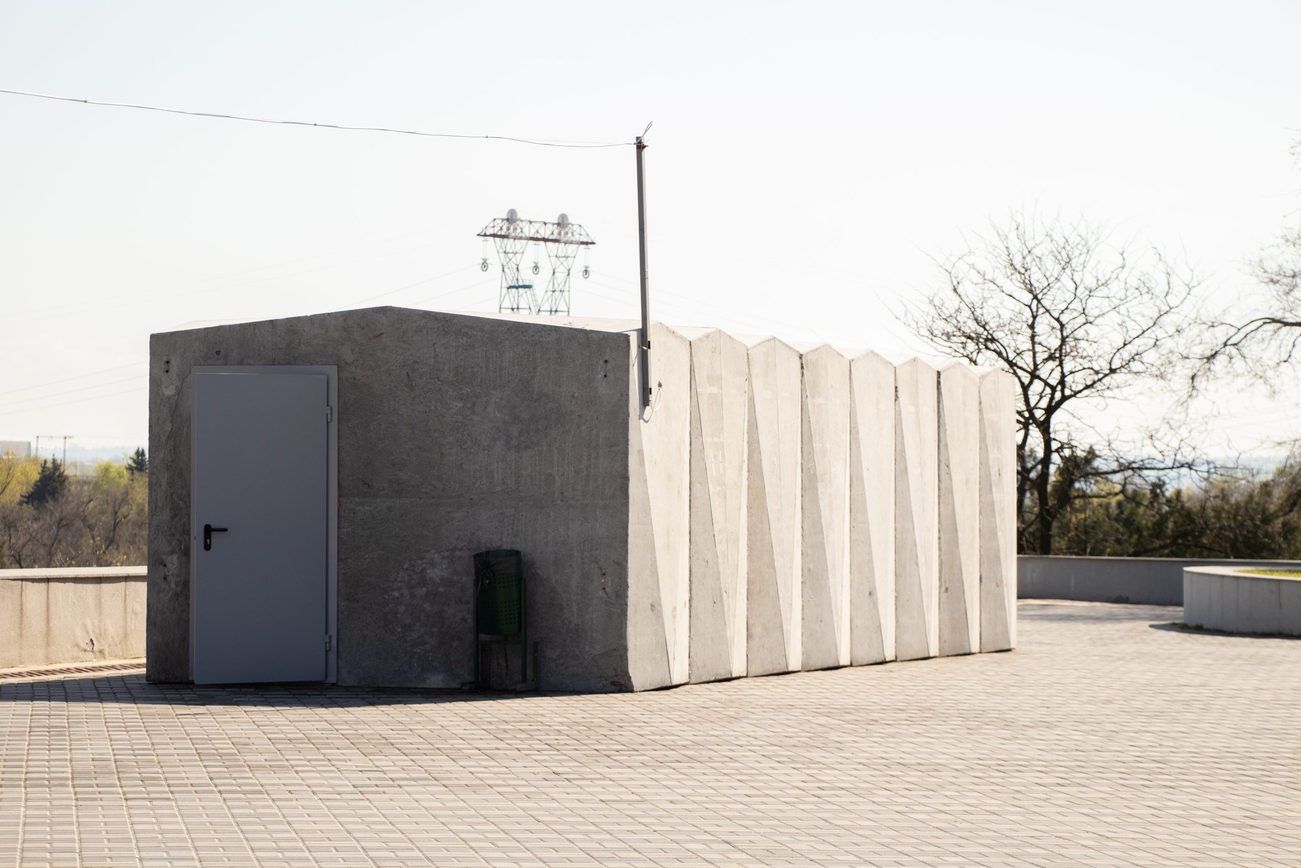 New concrete shelter in the city of Dnipro in the parks from rocket attacks, ground shelter from shelling in Ukraine