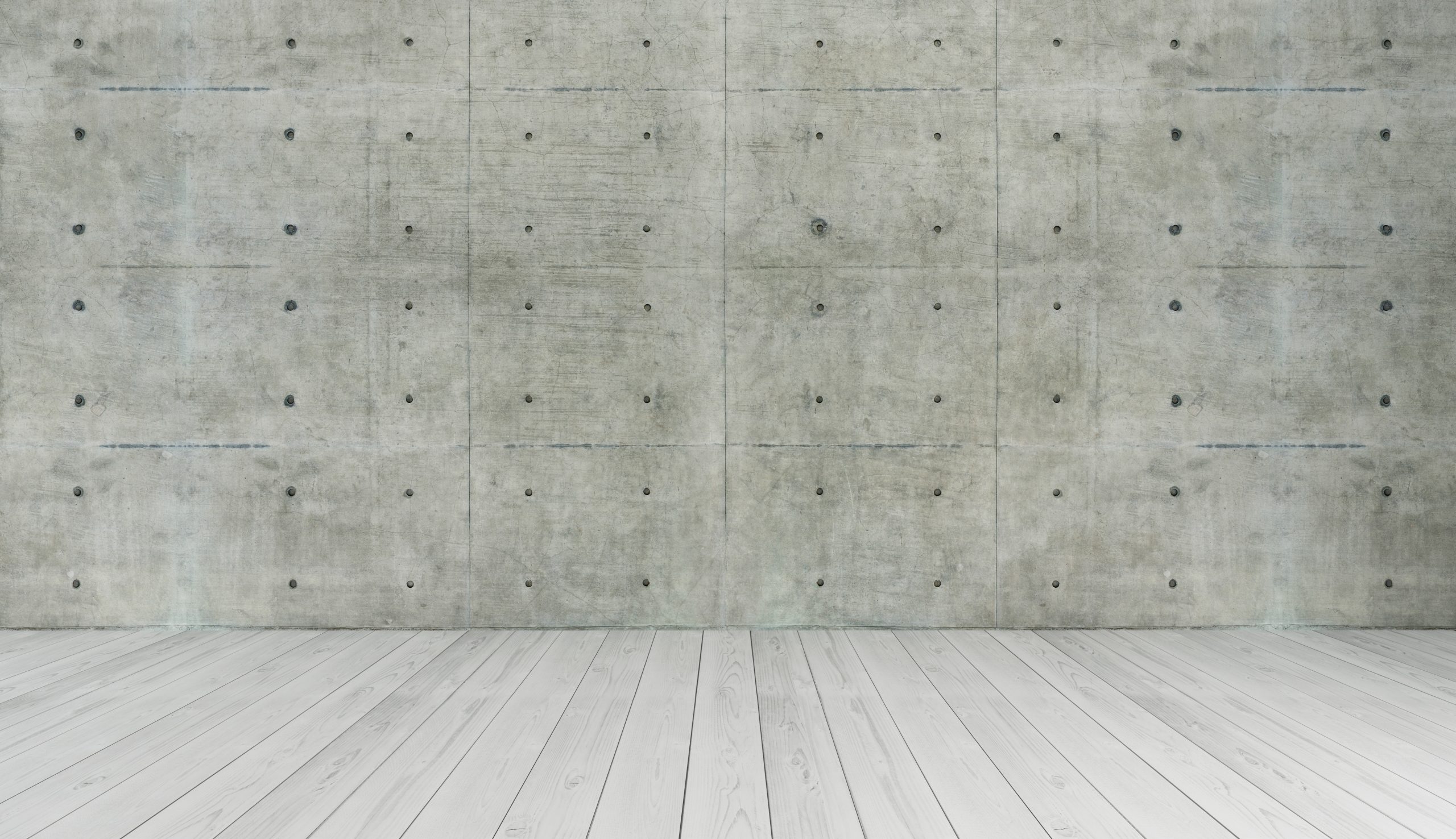 concrete wall and white wooden parquet decor like loft style, background, template design rendering